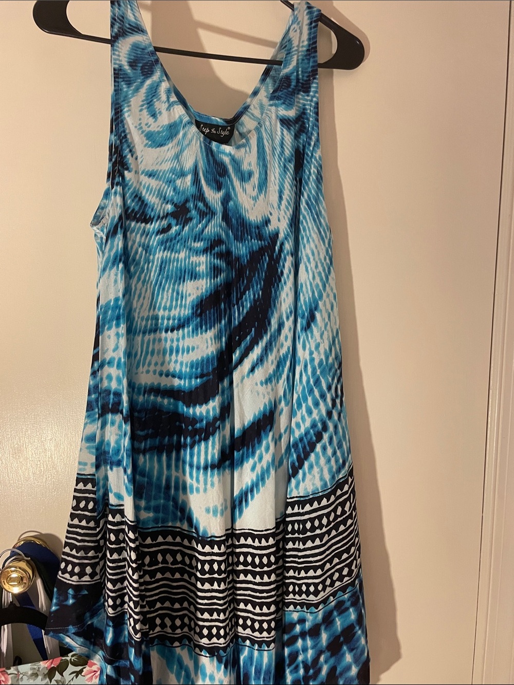 Turquoise Boho Tank MUMU has Curved Maxi Hem OS